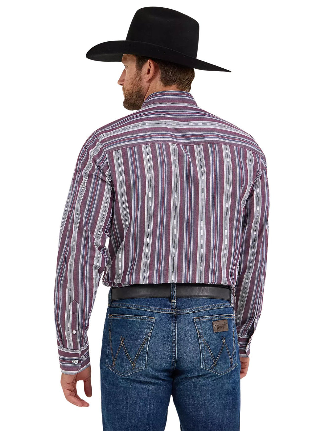 Wrangler Mens Mauve Stripes Long Sleeve Shirt