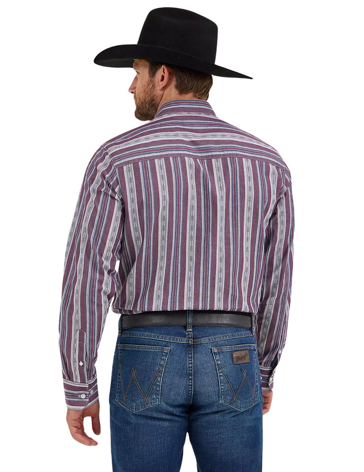Wrangler Mens Mauve Stripes Long Sleeve Shirt