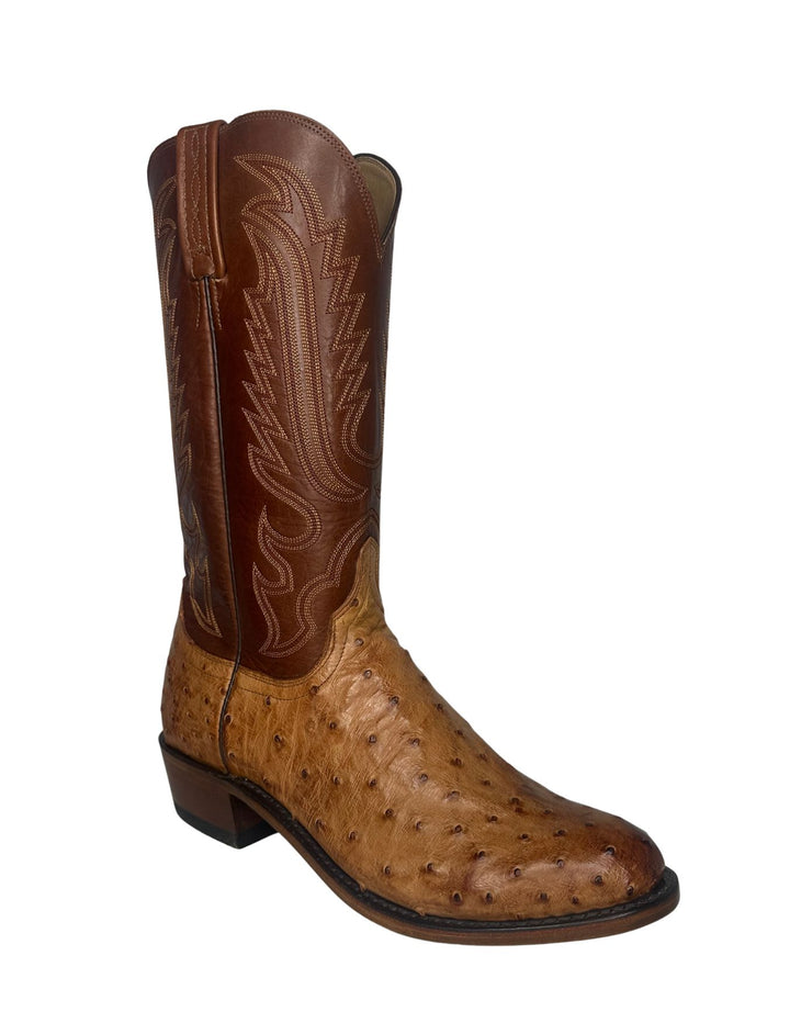 Lucchese Mens Luke Barnwood Ostrich Round Toe Boots