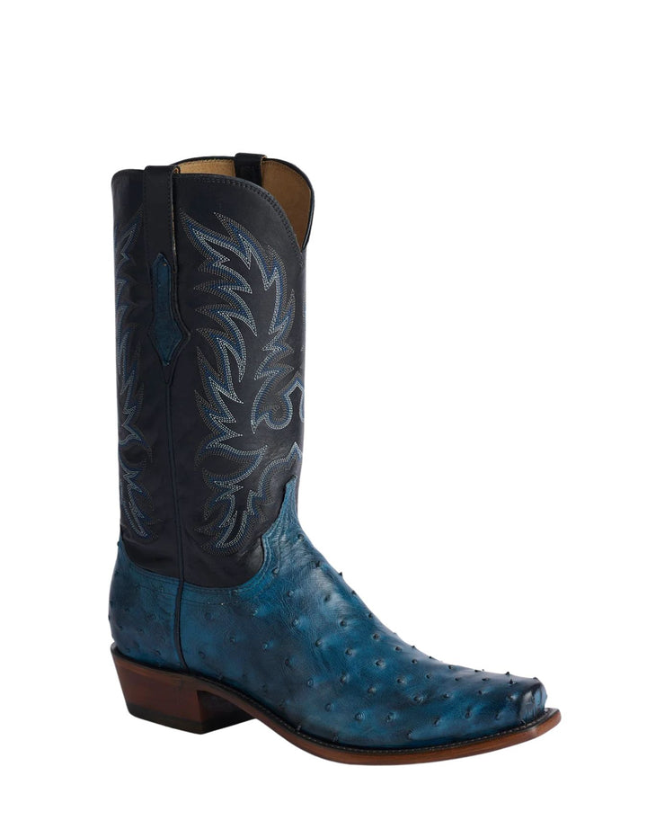 Lucchesse Mens Elgin Navy Ostrich Boots