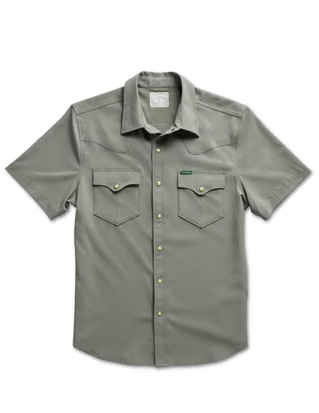Tecovas Mens Cactus Performance Western Short Sleeve Pearl Snap Shirt