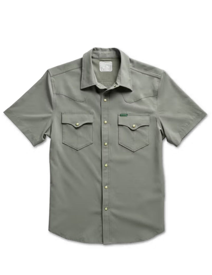 Tecovas Mens Cactus Performance Western Short Sleeve Pearl Snap Shirt
