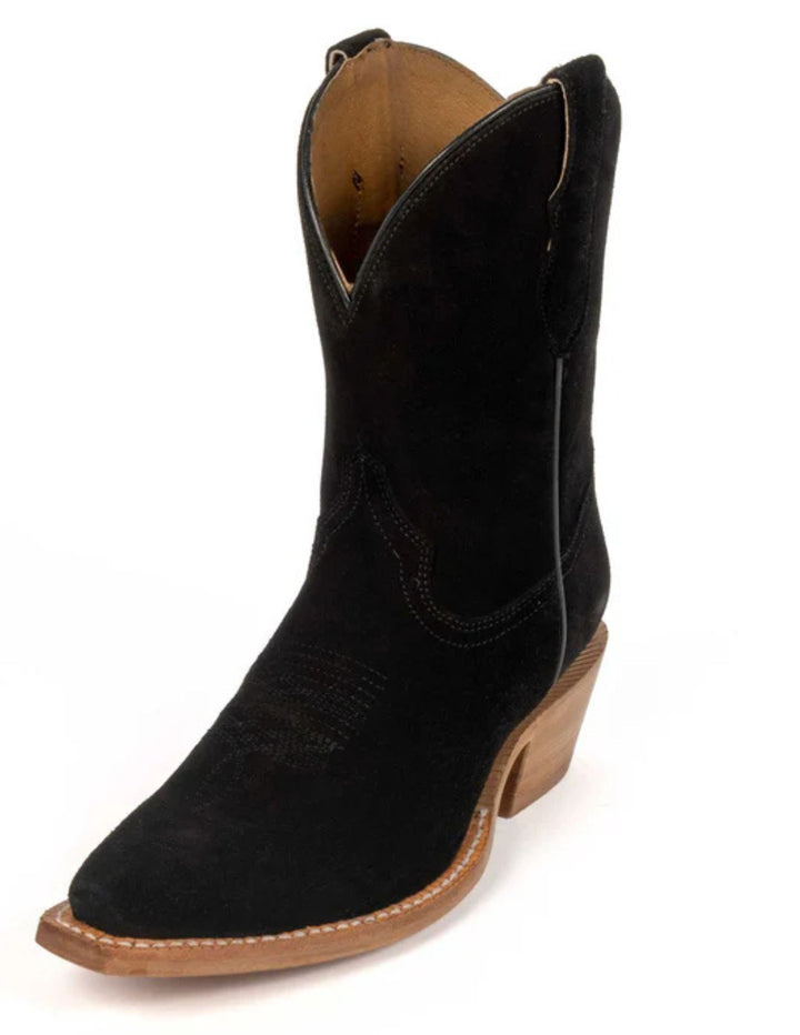 R. Watson Womens Black Roughout Ankle Boots