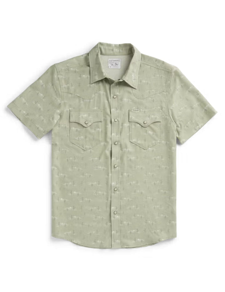 Tecovas Mens Desert Sage Performance Western Short Sleeve Pearl Snap Shirt