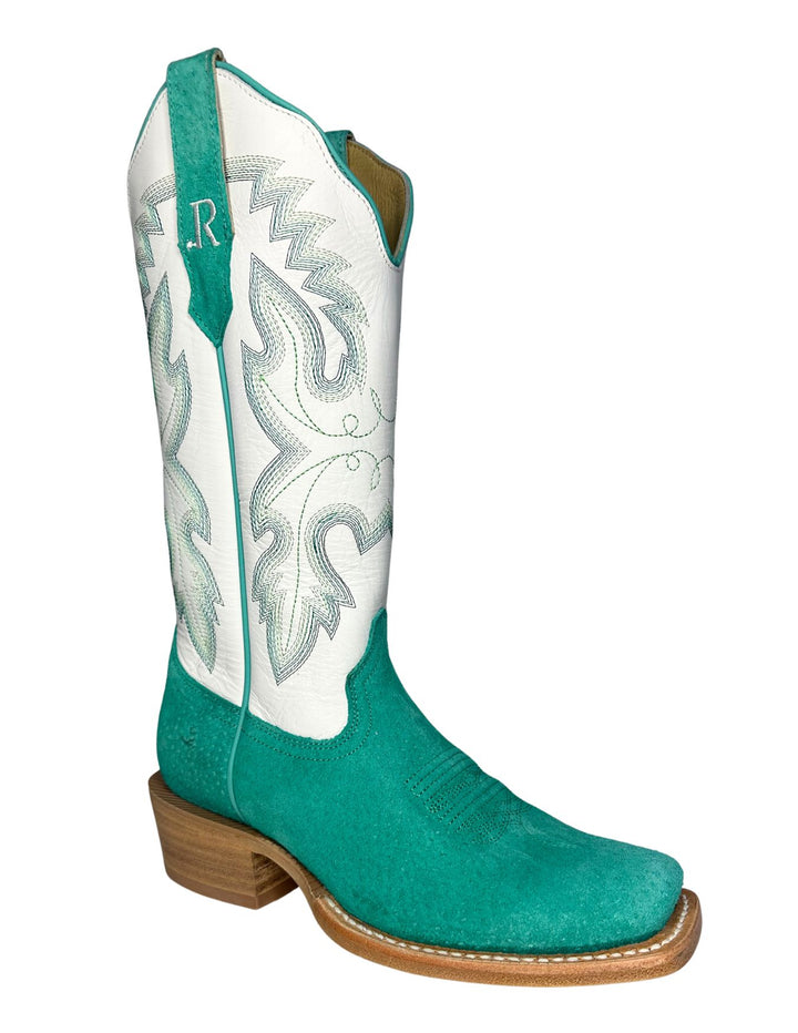 R. Watson Womens Turquoise Boar Cutter Toe Boots