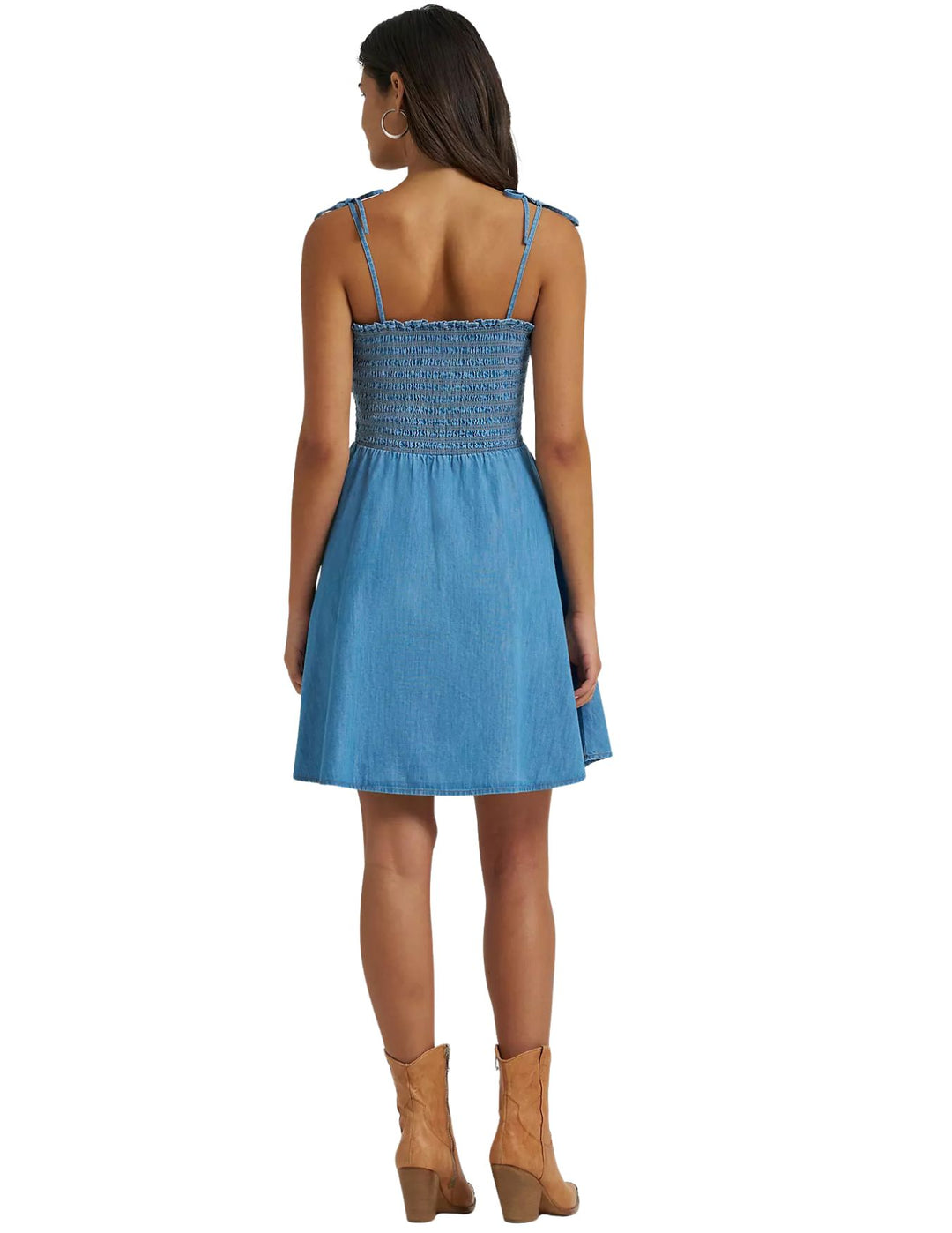 Wrangler Womens Tie Denim Smocked Dress – Texas Boot Company