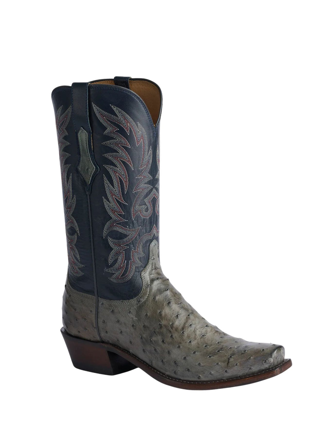 Lucchese Mens Elgin Grey Ostrich Boots