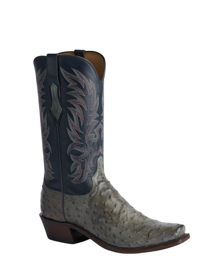 Lucchese Mens Elgin Grey Ostrich Boots