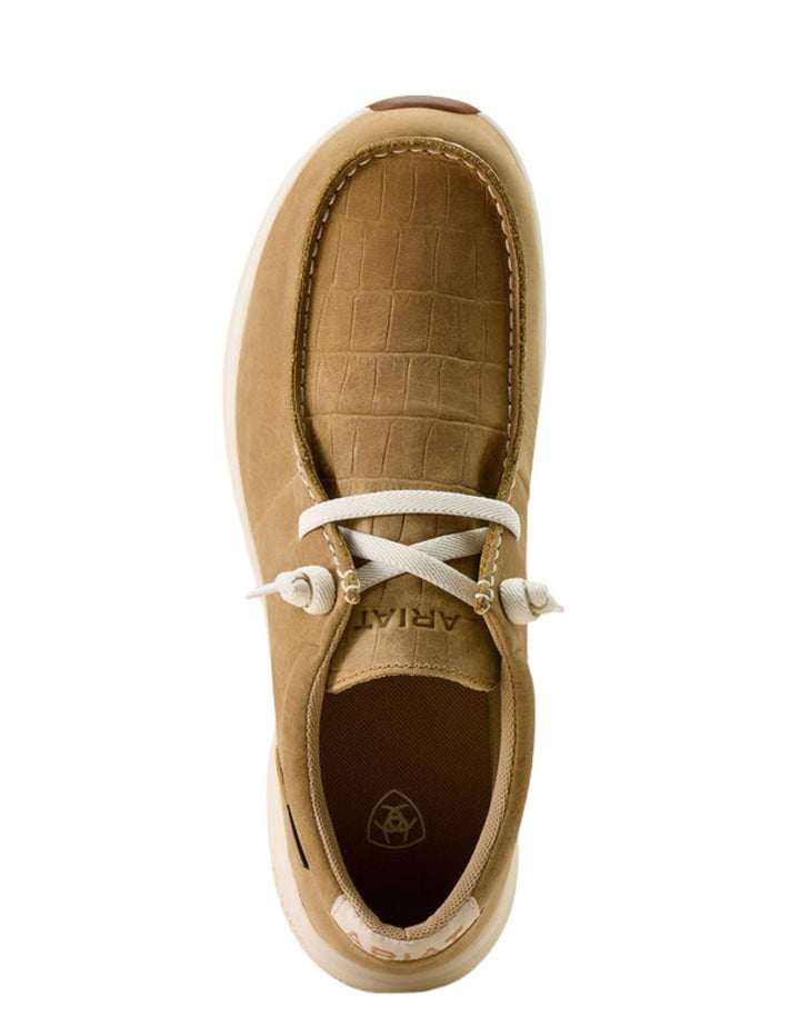 Ariat Mens Light Tan Croc Print Buckeye Waterproof Shoes