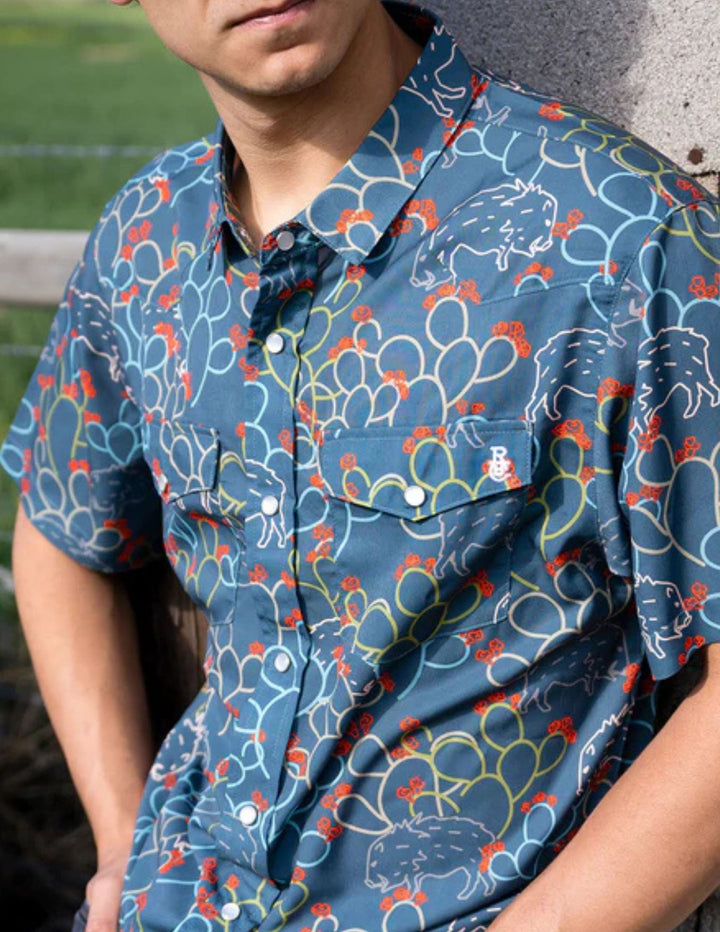 Raised By Coyotes Mens Javelina Paradise Pearl Snap Shirt