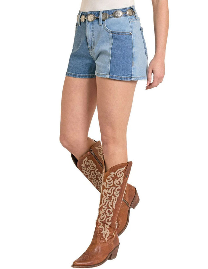 Panhandle Womens Color-Block Denim Shorts
