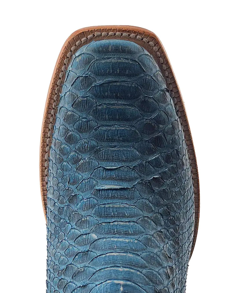 R. Watson Womens Denim Python Python Narrow Square Toe Boots