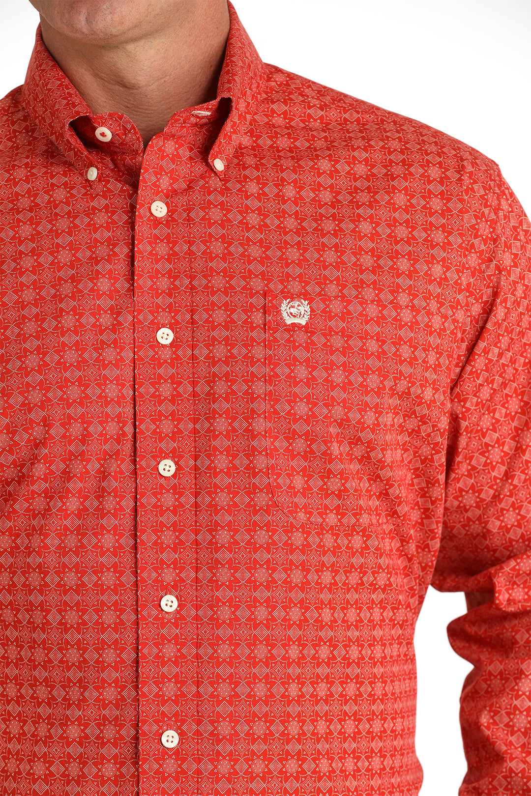 Cinch Mens Red Long Sleeve Shirt