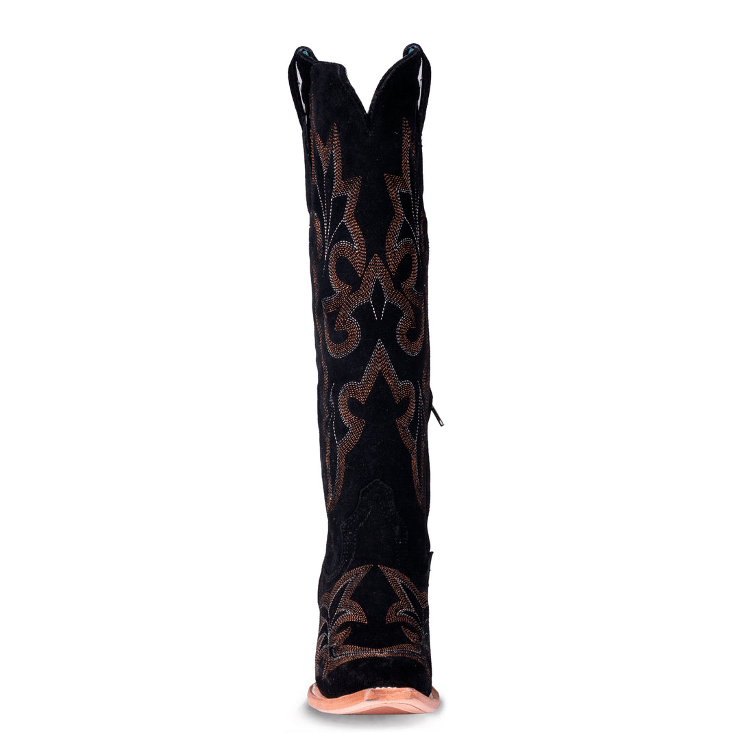 Corral Womens Black Suede Embroidery Tall Boots