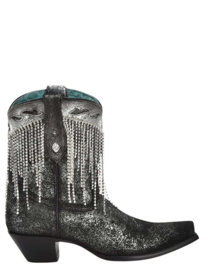 Corral Womens Old Silver Crystal Ankle Boots