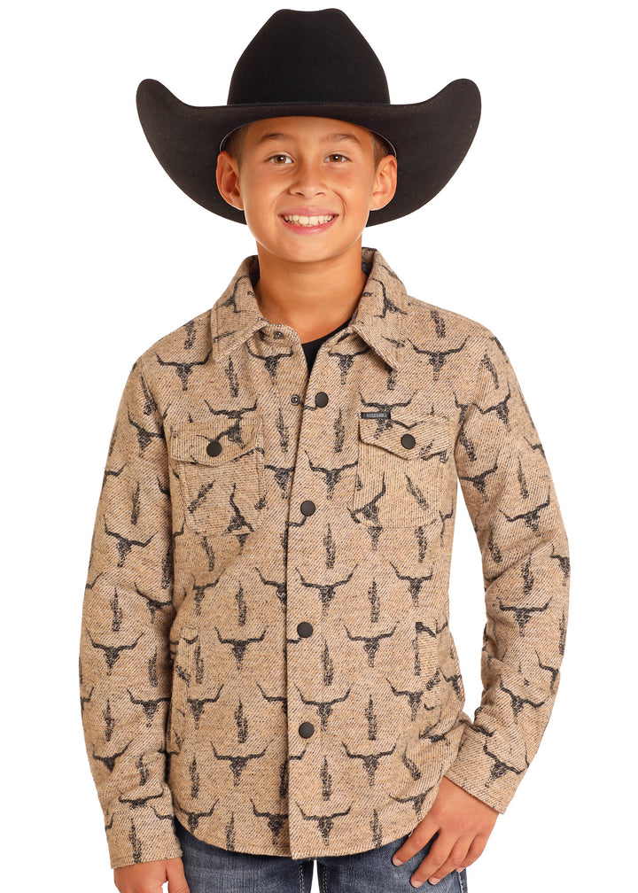 Panhandle Boys Camel Skull Shirt Jacket