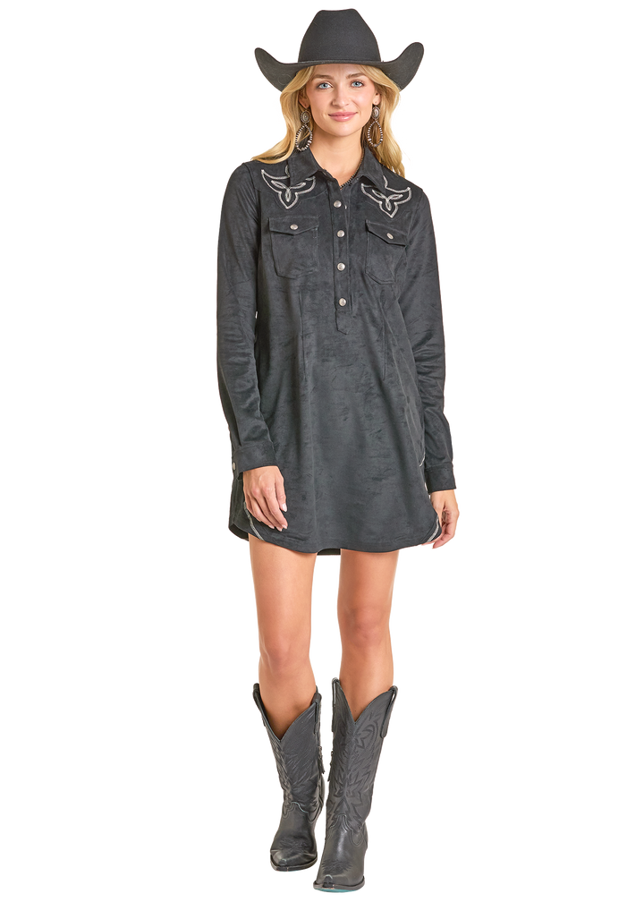 Panhandle Womens Black Suede Dress Suede