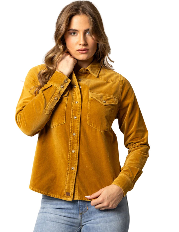 Kimes Ranch Womens Bonnie Brown Velvet Shirt
