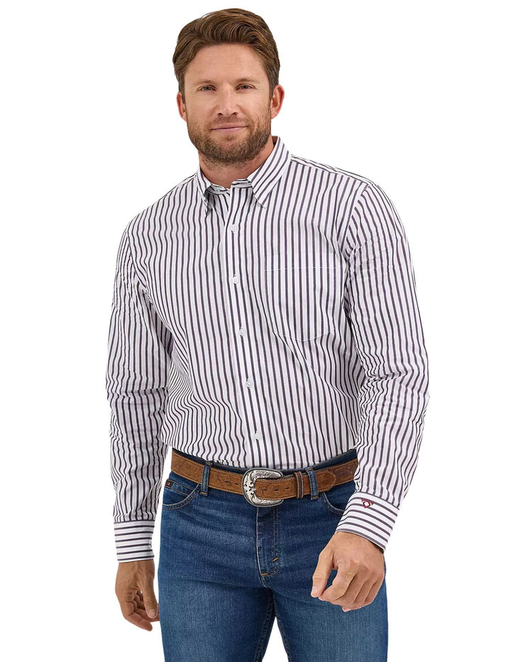 Wrangler Mens Navy White Striped Long Sleeve Shirt