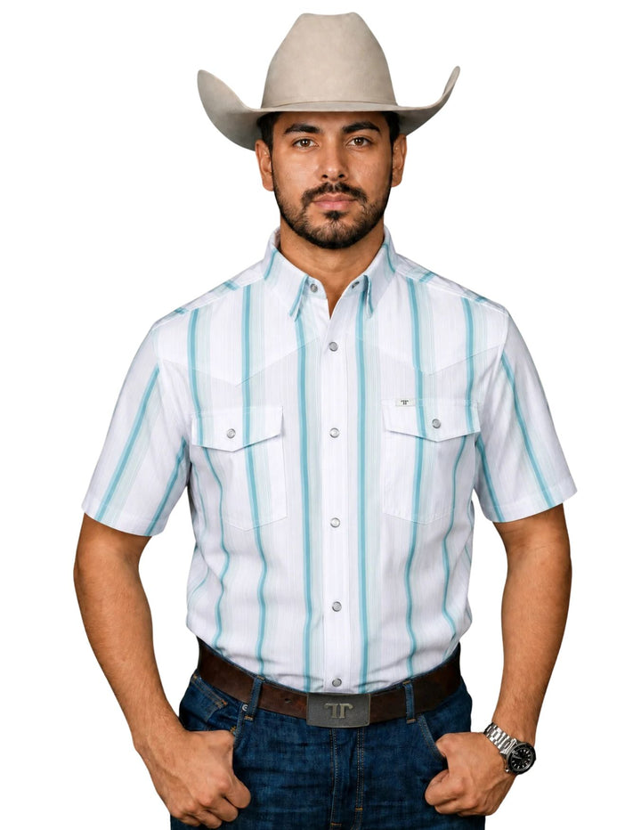Ferrell Mens The Tristan in Grey Green Short Sleeve Shirt