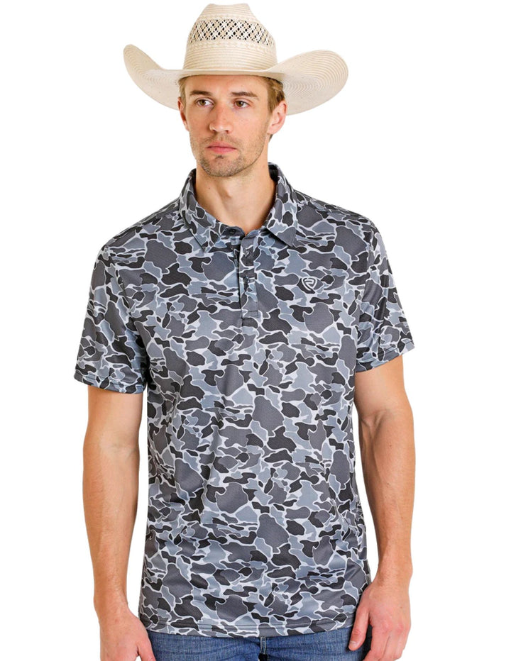 Panhandle Mens Grey Camo Polo