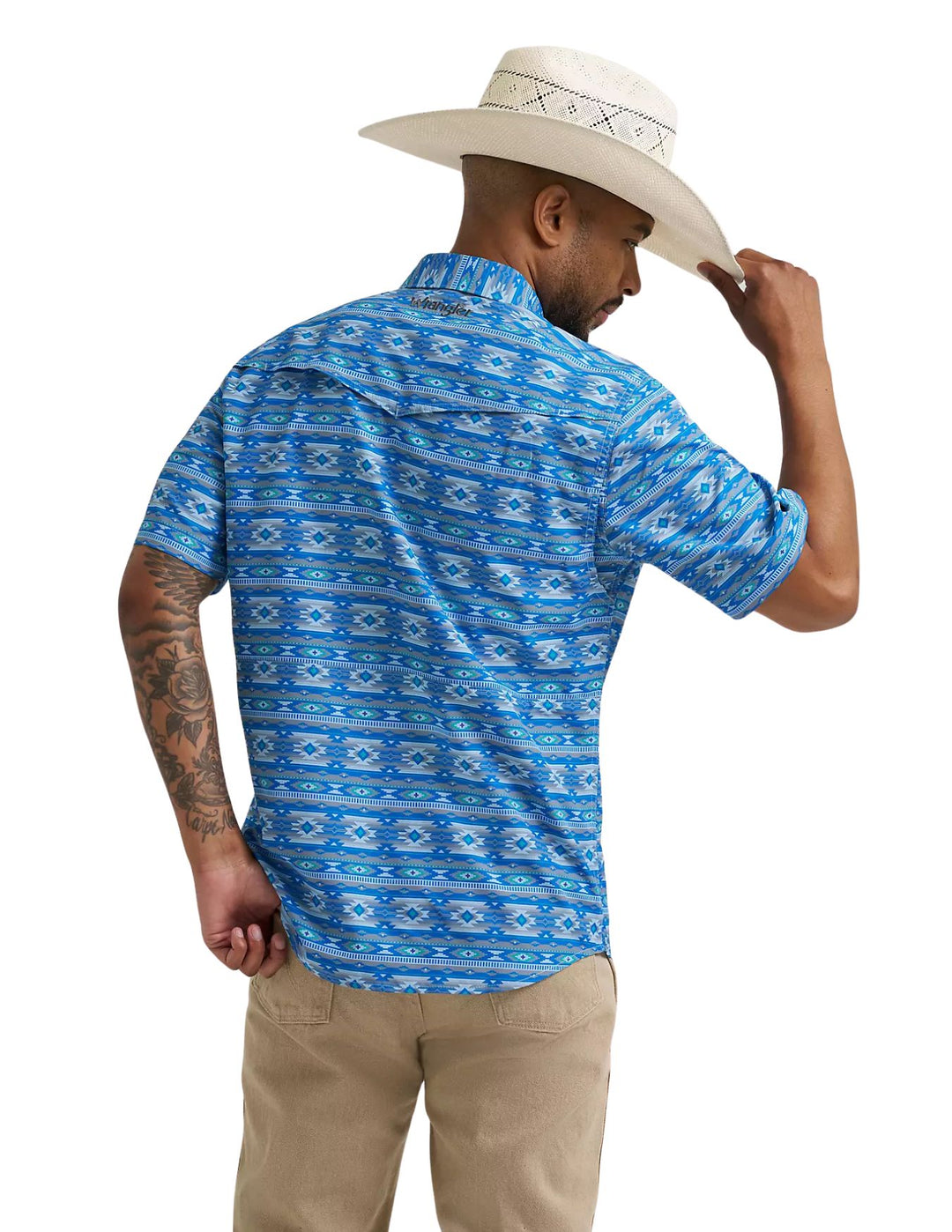 Wrangler Mens Blue Print Performance Shirt