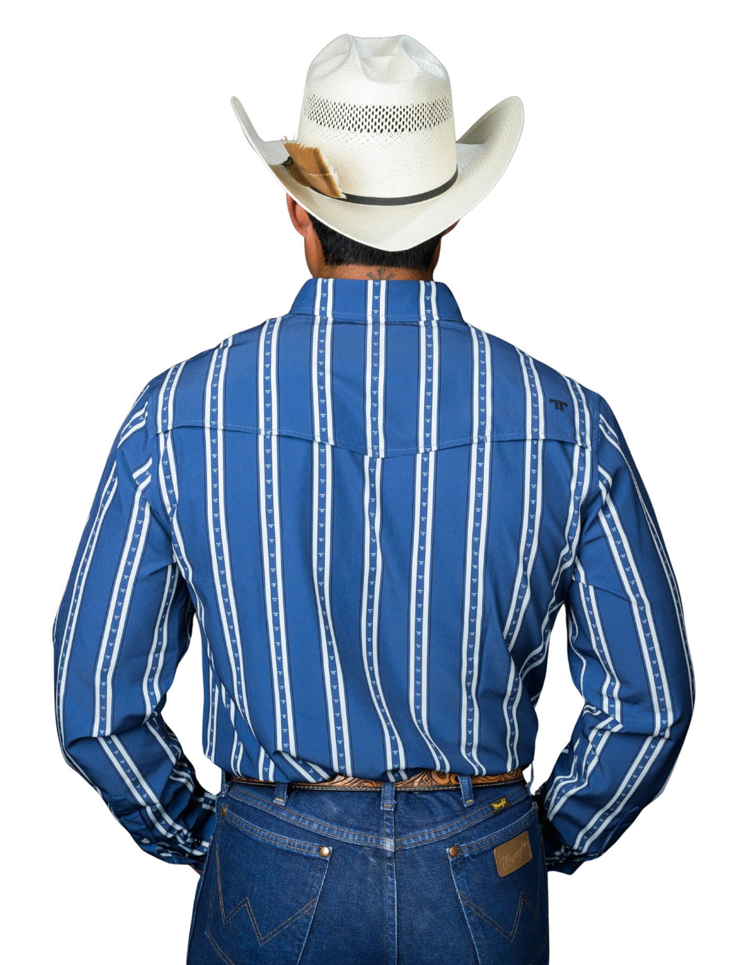 Ferrell Mens The Tucker in Blue Long Sleeve Snap Shirt