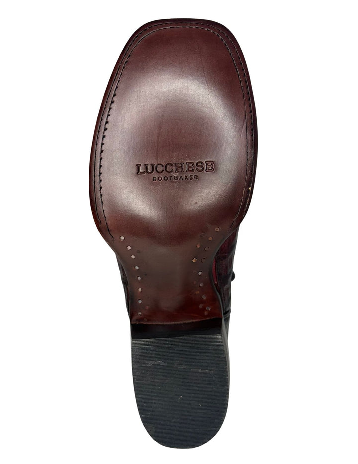Lucchese Mens Hendrik Black Cherry Caiman Tail Boots
