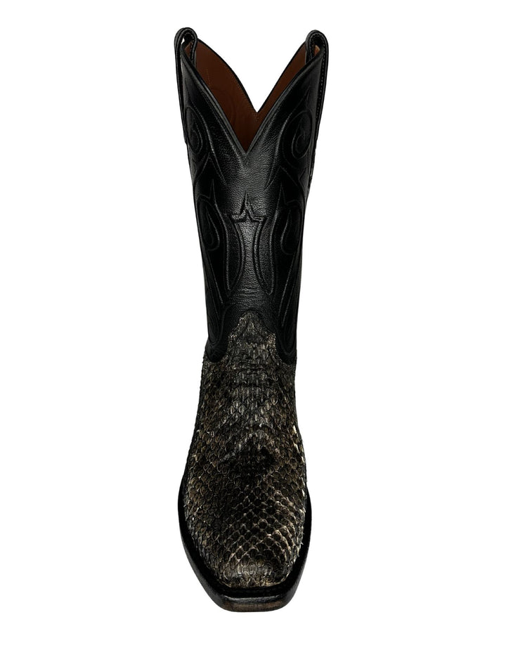 Black Jack Mens Black Stained Natural Western Rattlesnake Boots