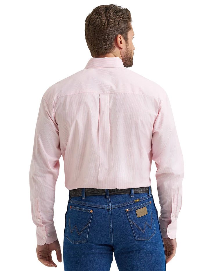 Wrangler Mens Pink Bucking Cancer Button Down Shirt