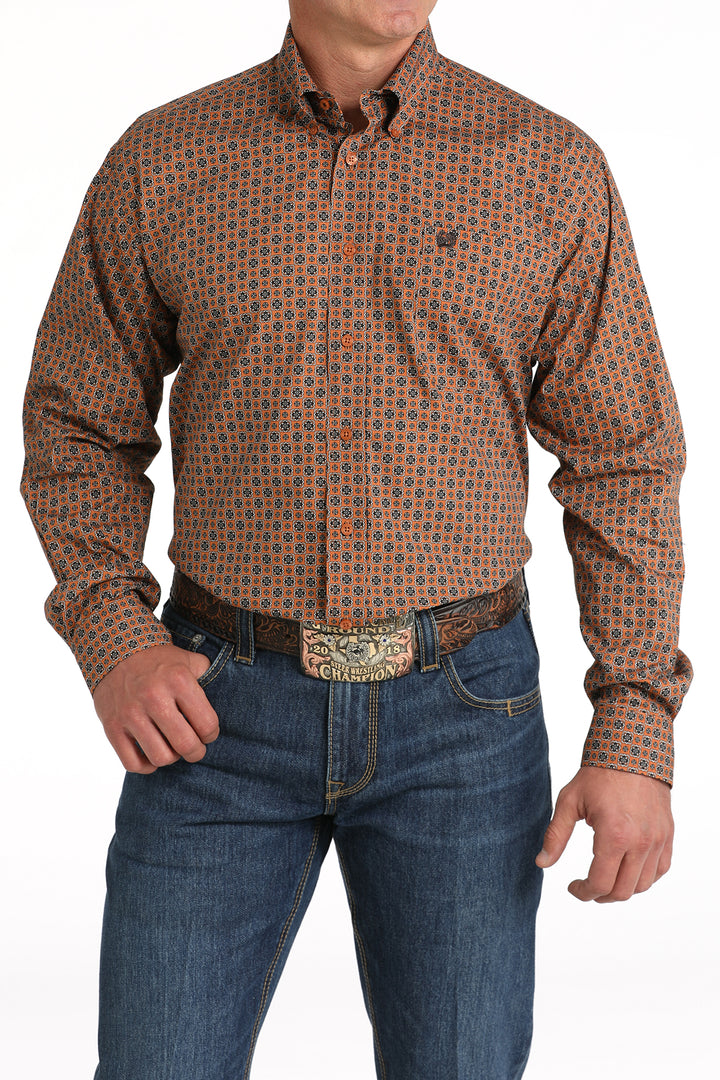 Cinch Mens Gold Print Long Sleeve Shirt