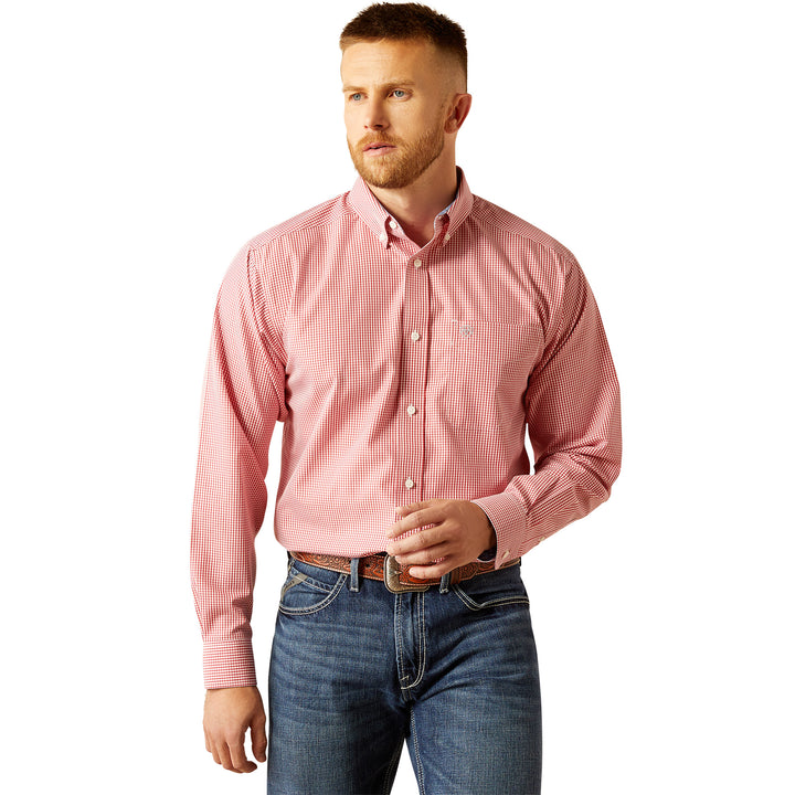 Ariat Mens Red Wrinkle Free Dane Classic Fit Shirt