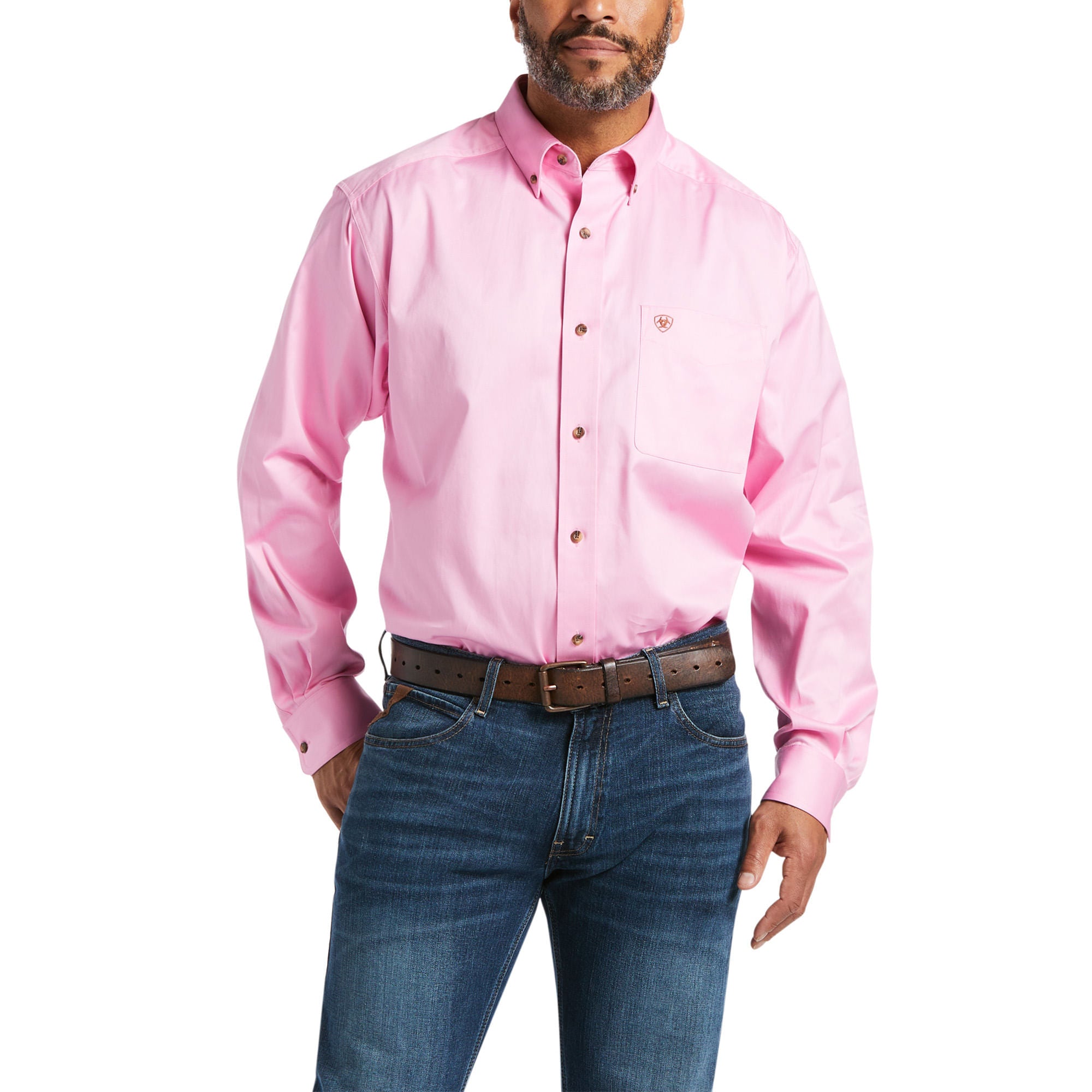 Mens Ariat Pink Twill Long Sleeve Shirt – Texas Boot Company