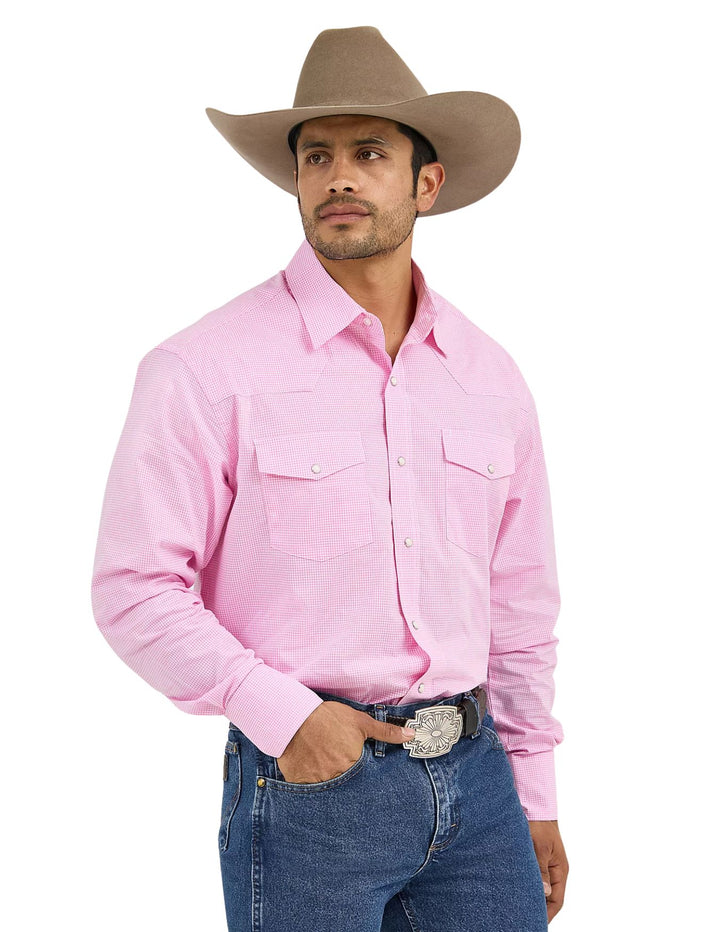 Wrangler Mens Bucking Cancer Western Snap Shirt