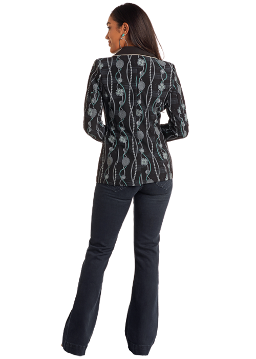 Panhandle Womens Black Printed Blazer