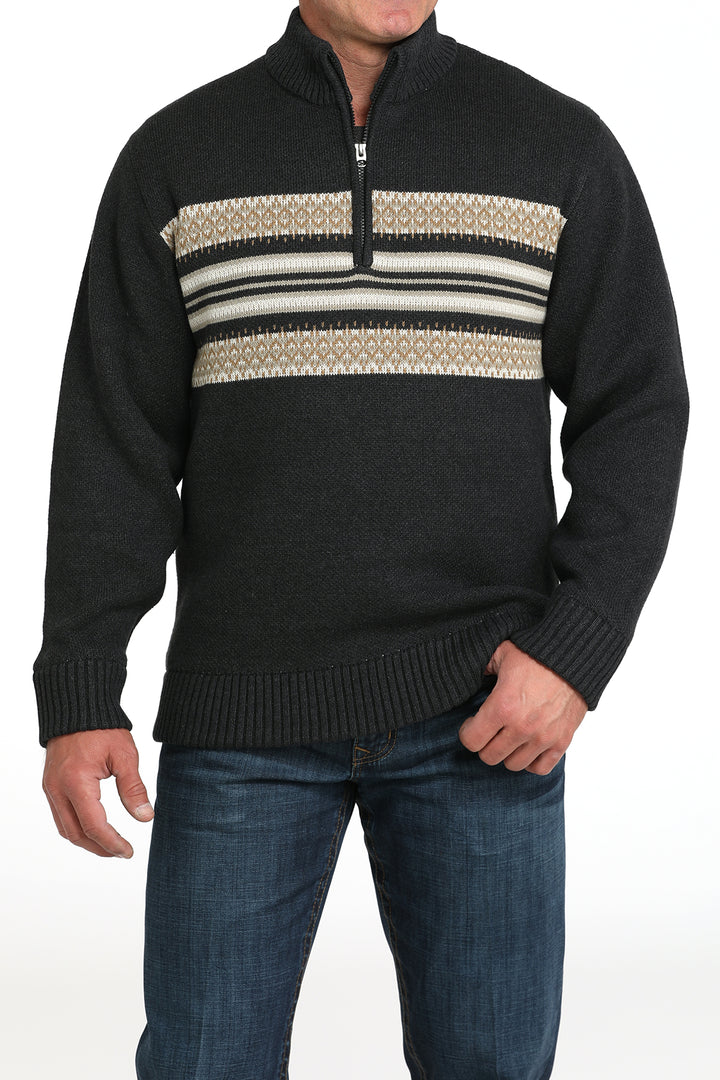 Cinch Mens Charcoal Print Sweater