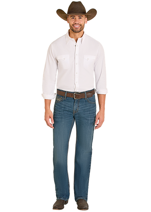 Panhandle Mens Step Stitch Straight Leg Jeans