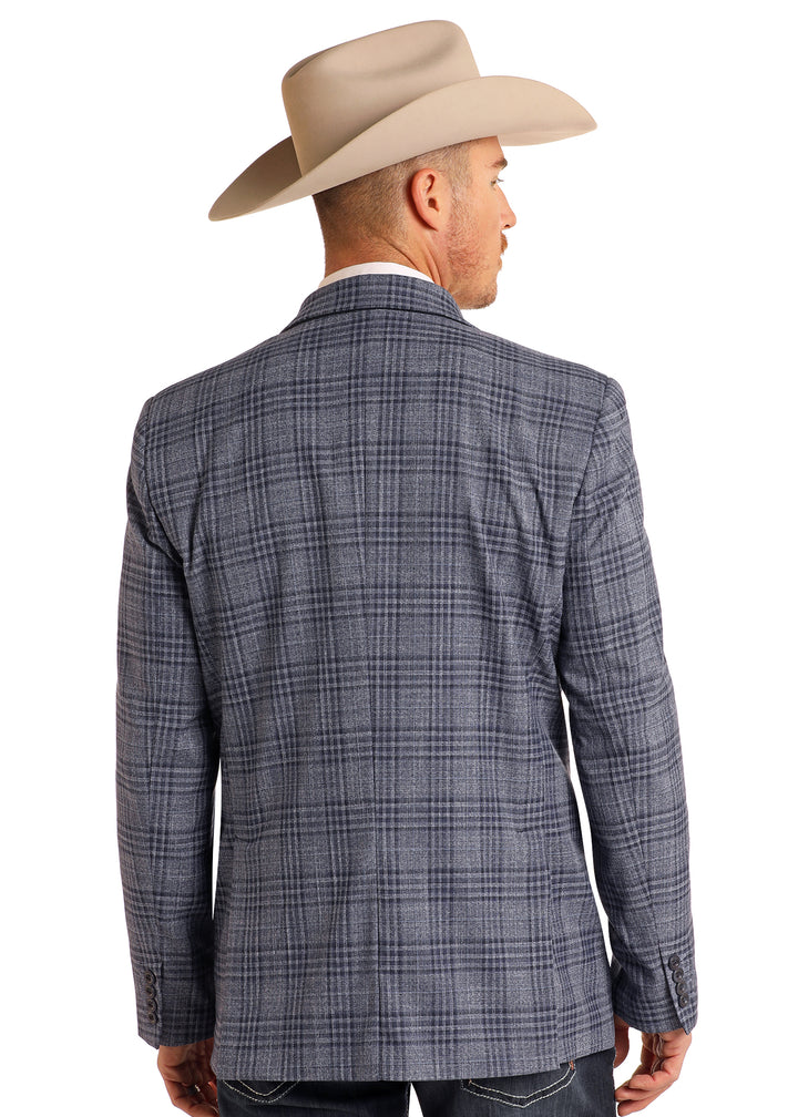 Panhandle Mens Blue Plaid Sports Coat