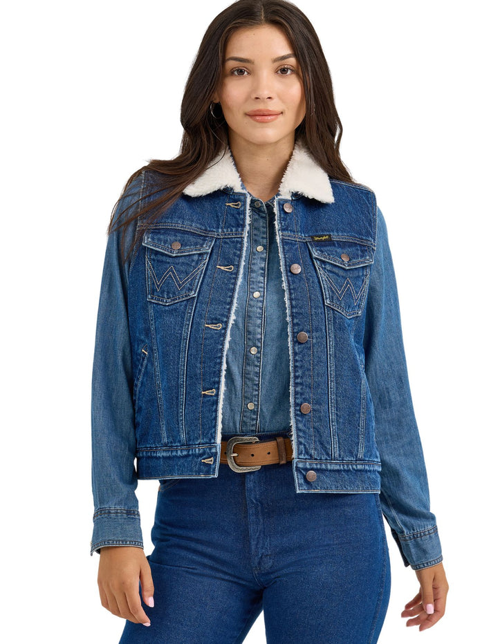 Wrangler Womens Sherpa Lined Denim Vest