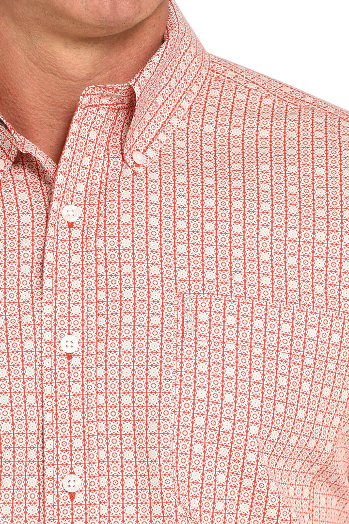 Cinch Mens Red Printed Long Sleeve Shirt