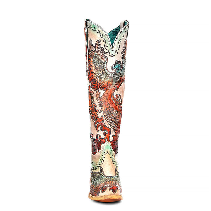 Corral Womens Fire Phoenix Hand Tooled Painted Boots