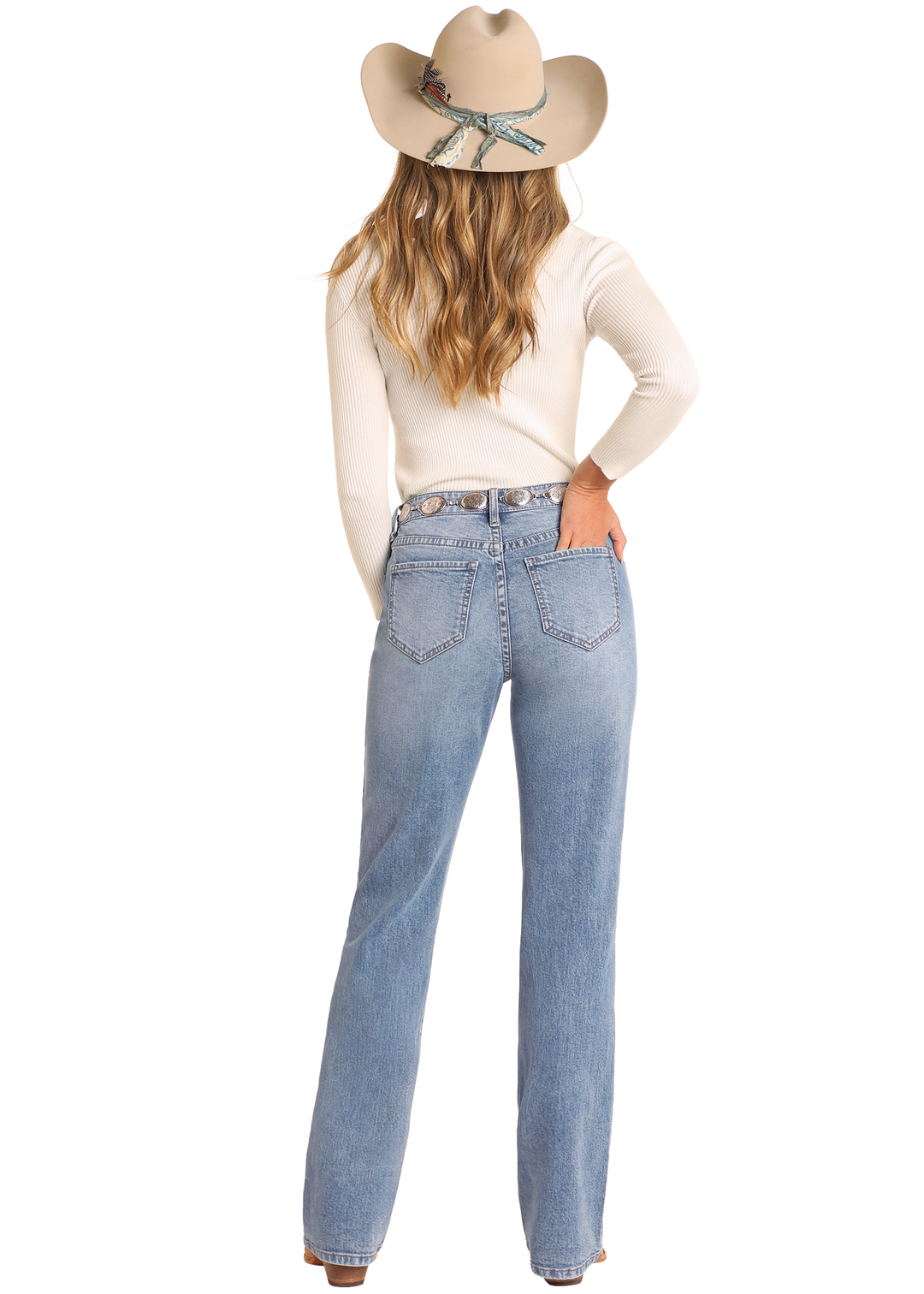 Panhandle Womens High Rise Distressed Bootcut Jeans