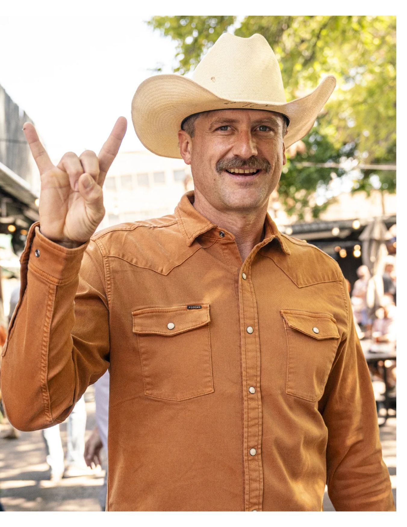 Poncho Mens The Darrell Orange Denim Shirt – Texas Boot Company