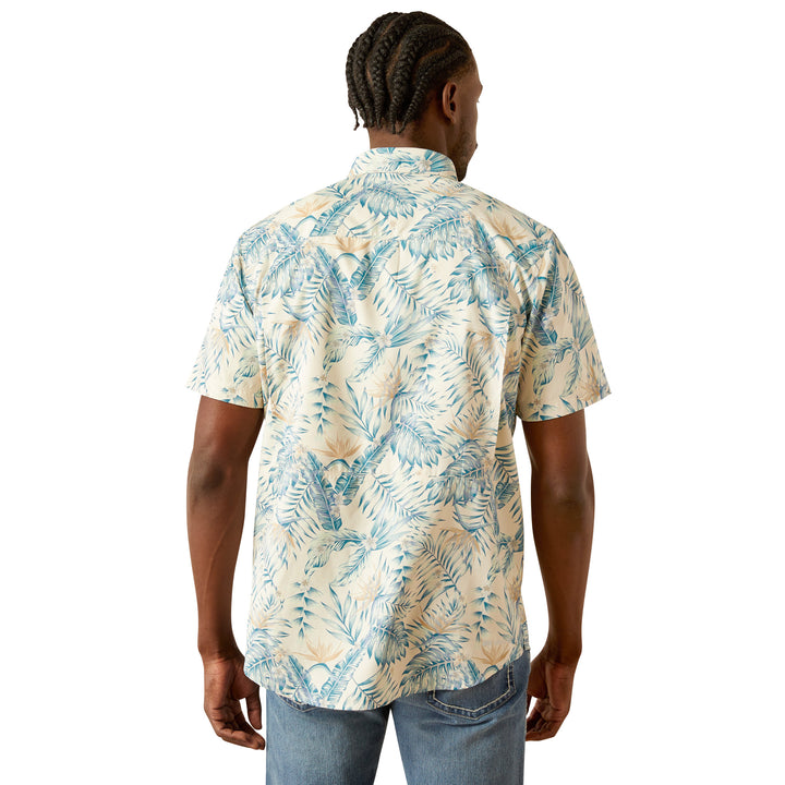 Ariat Mens Khaki Palm Print VentTEK Outbound Fitted Shirt