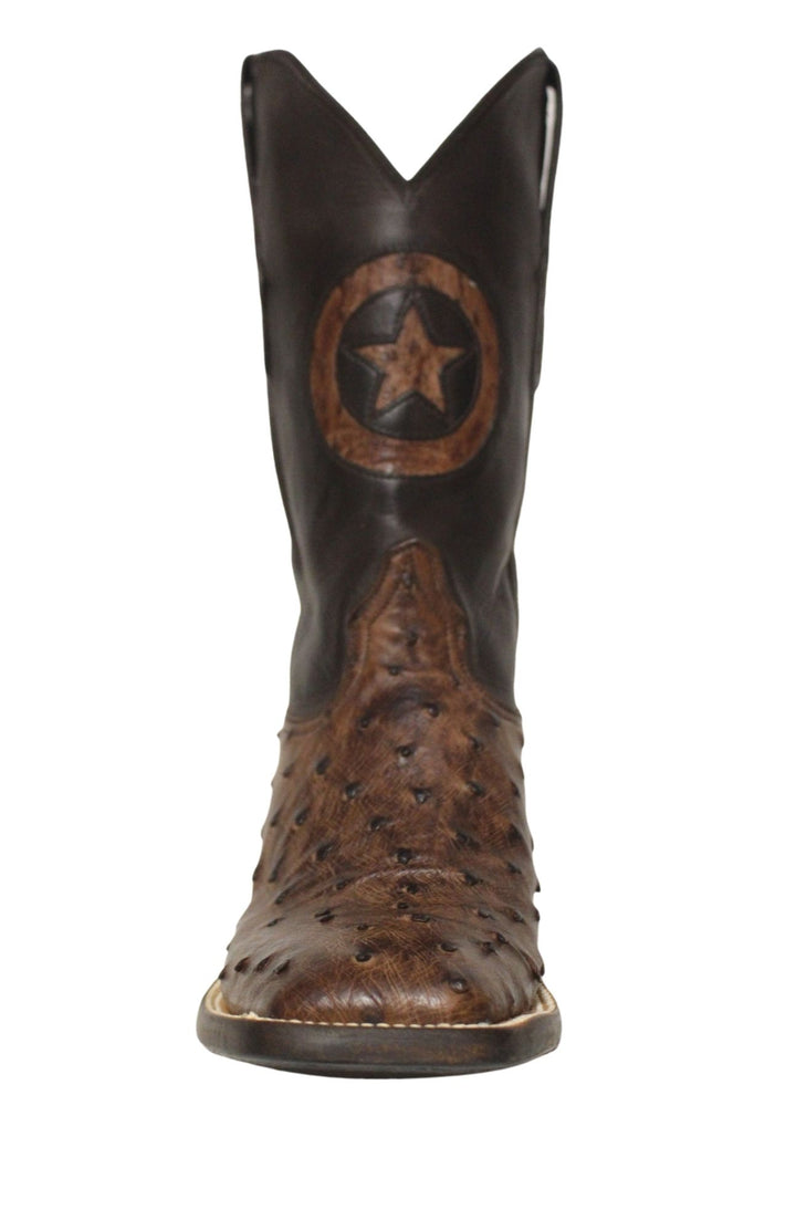 Black Jack Mens Tobacco Bruciato Full Quill Ostrich Cowboy Boots