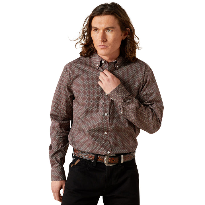 Ariat Mens Brown Wrinkle Free Arthur Classic Fit Shirt