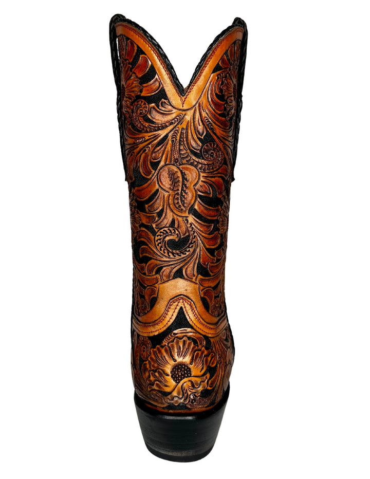 Black Jack Mens El Patron Mahogany & Black Tooled Boots