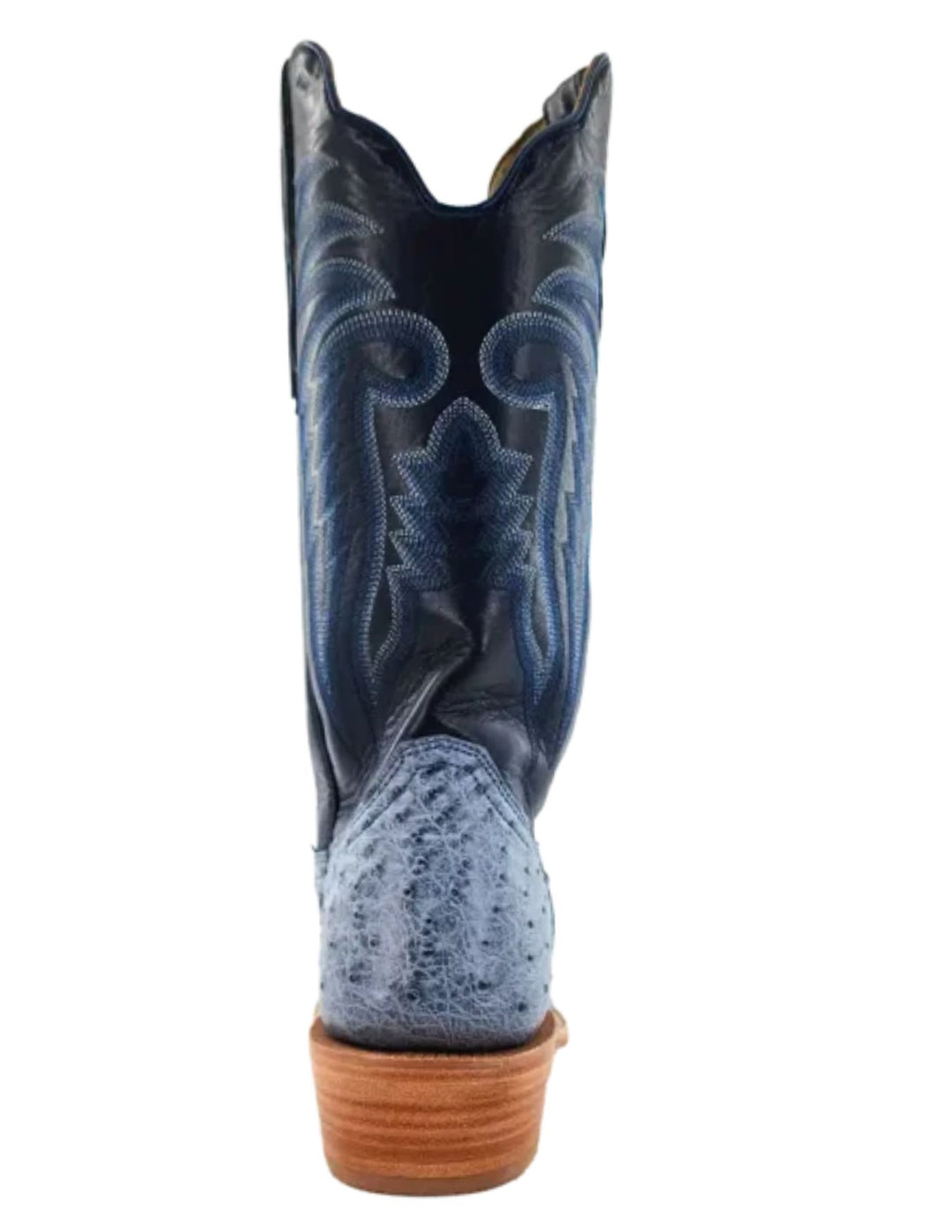 R. Watson Mens Denim Bruciato Full Quill Ostrich Boots