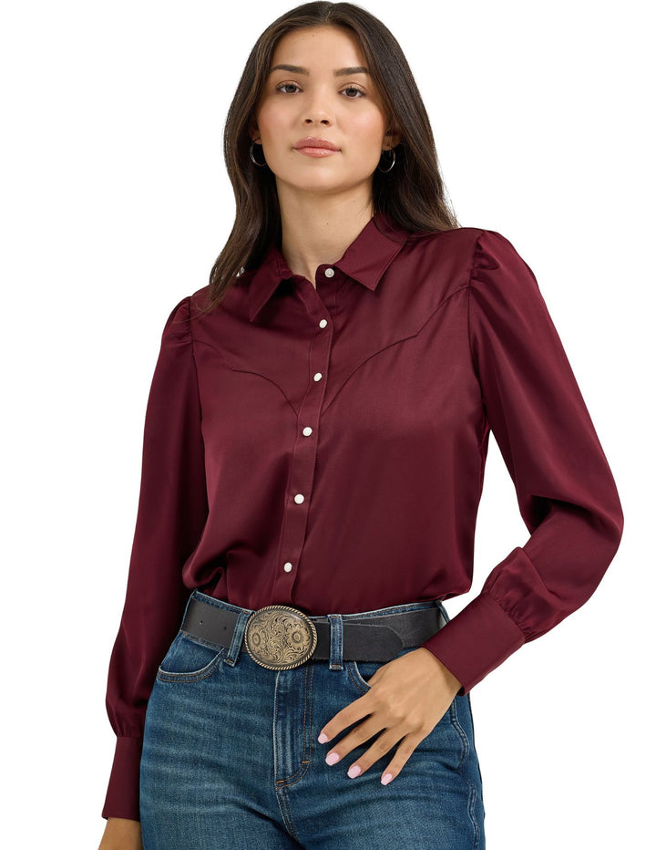 Wrangler Womens Satin Rodeo Blouse