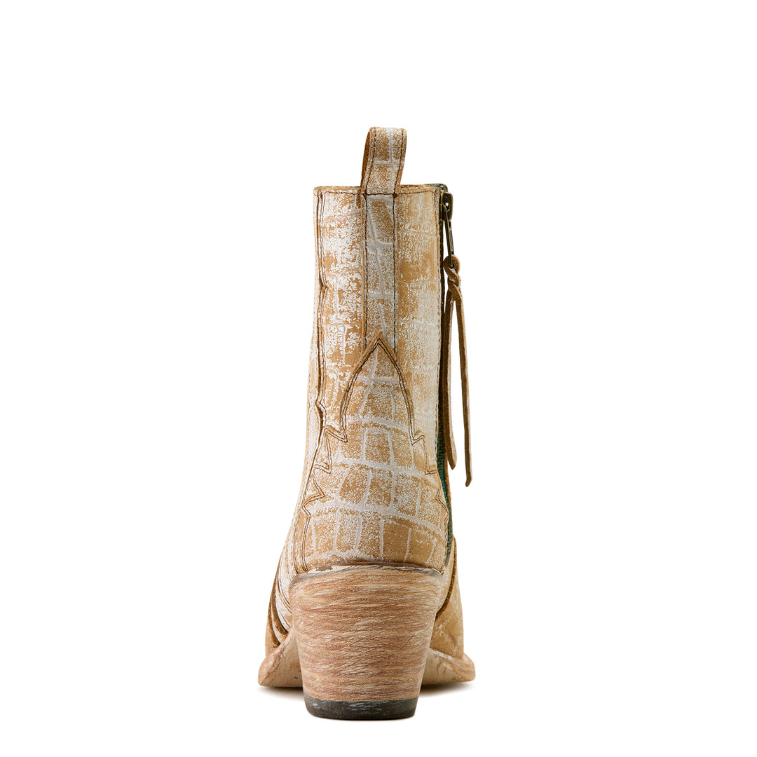 Ariat Womens Distressed Croc Print Western Booties